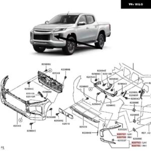 4個 ECONOMY CHOICE フロントバンパー ストリップ L200 KL 2019-2020 6407A325 装飾 ネット L200 ピックアップチャレンジャー 6407A335