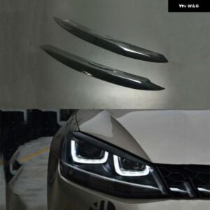 2個 黒 ヘッドライト アイブロウカバー トリム 装飾 VW ゴルフ 7 VII GTI GTD GTE R MK7 2012-15