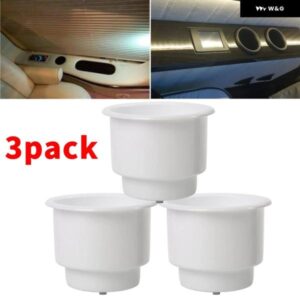 3個の凹型ドロップイン プラスチック カップドリンク缶 ホルダー 排水ボート車マリンRV付き ホワイト