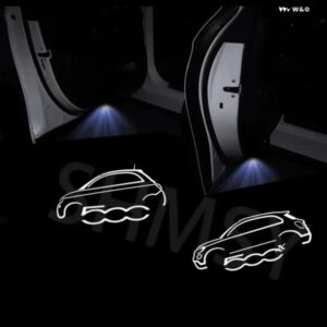 2個 LEDドア 500 500X エンブレムランプ信号灯ワイヤレスプロジェクターフィアットアバルト 500 プント STILO DUCATO 595 アクセサリー