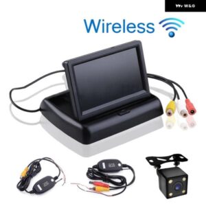 カー スタイリング ワイヤレス 4.3インチ TFT 液晶画面カーモニター ディスプレイ リアビューリバースバックアップカメラ カー TV ディスプレイ WIFI