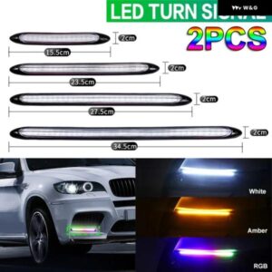 2個 LED デイタイム ランニングライト 防水 ストリーマー ウィンカーランプ 長さ: 15.5/23.5/27.5/34.5CM