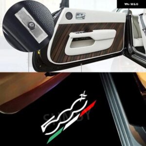 2個 LEDドアウェルカムランプアクセサリーフィアット 500X 2015-2023 500L 2013-2019 3D プロジェクター カスタム ゴーストシャドウランプ