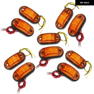 10個 アンバー 2 LEDライト オーバルクリアランス トレーラー 車 トラック サイドマーカー テール