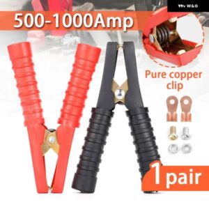 2個 ワニ口クリップ 500A-1000A 端子 電気バッテリーワニクランプテストコネクタジャンパー ケーブル ブースト