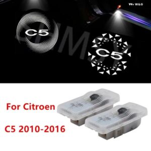 2個 LEDドアウェルカムライトロゴプロジェクター シトロエン C5 2010-2016 ゴーストシャドウライトアンビエントランプ安全自動車アクセサリー