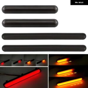 1ペア スモークシェル LED ルーフライト赤黄デュアルカラーハザード ライトバー 流れる ウィンカーランプ トラックトレーラー