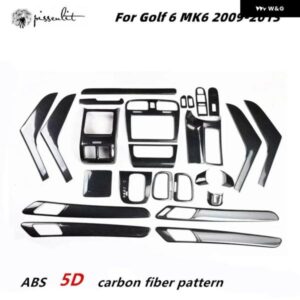 インテリア トリム 5D ゴルフ 6 MK6 2009-2013 カーアクセサリーカーボンセンター コンソール ゴルフ MK6 5D ステッカー ABS パネル