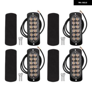 4個 12 LED アンバー フラッシュ点滅回復ストロボ 緊急信号 LED オレンジ グリル 故障ライト フォグライト