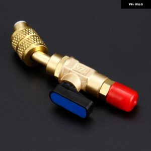 1個 真鍮 HVAC A/C レンジ手動シャットオフボール バルブ アダプター ツール 1/4インチ SAE R22 R12 R410A 充電ホース冷媒操作
