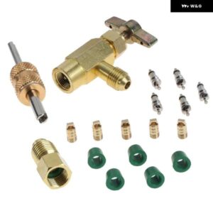 A/C 真鍮 7/16インチ メス 1/4インチ オスセルフシール缶タップアダプタ バルブ 直立充電セルフシール K-28 冷媒缶