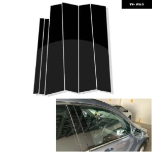 6個 ブラック車 外装ドア窓ピラー ポスト トリム デカール カバー ステッカー 装飾ストリップセットインフィニティ G35 G37 2002-2013