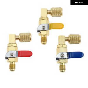 3個 エアコン ボール バルブ AC 冷媒 1/4インチ SAE 90 度シャットオフ バルブ HVAC R134A R12 R22 R502 充電ホース