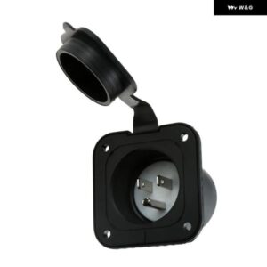 15AMP フランジインレット 125V 米国プラグ 5-15 RV ショア電源インレットプラグ 防水 バックカバー 2 極 3 線式 ACポートプラグ ジェネレーター オス
