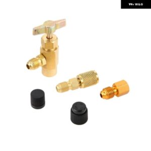 5個 R-1234YF 冷媒缶タップキット アダプター 1/2インチ ACME LH メス 1/4インチ SAE オス A/C システム ボトルタップオープナー バルブ コアシールキャップ