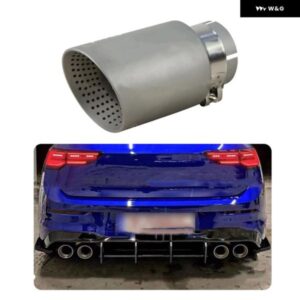 1個 ステンレス マットサンドブラストマフラー先端マフラー システム VW ゴルフ 6 ゴルフ 7 ゴルフ R GTI ティグアンノズルとロゴ