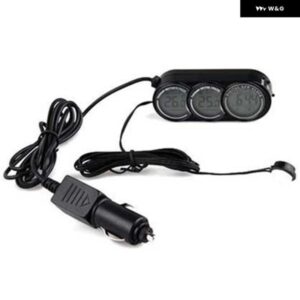 12V-24V 3IN1 自動車 LCD デジタル内側外側時計温度温度計ゲージ