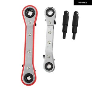 2個のラチェットカーブレンチツール 2個の六角ビット アダプター 3/16インチ 1/4インチ 5/16インチ 3/8インチ エアコン 冷凍 バルブ ラチェットレンチ