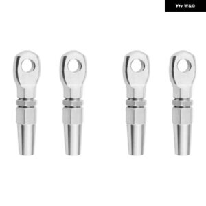 4個 マリングレード 316 ステンレス SWAGELESS アイターミナルワイヤー ケーブル ロープ DIY フィッティングリギングハードウェア手すりキット