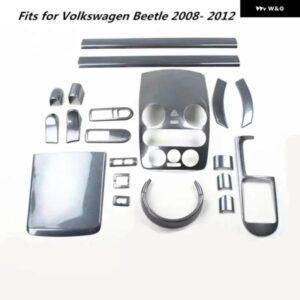 ビートル 2003-2008-2012 アクセサリーカーボンプリントカーセンター コンソール カバー ハンドル ステッカー ABS メーターギア パネル キット