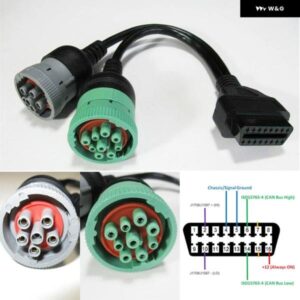 1個 6ピン J1708 9ピン J1939 16ピン OBD2 OBDII アダプタ ケーブル 大型 トラック カーアクセサリー