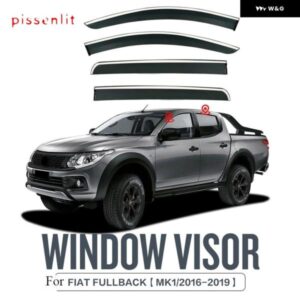 フィアット フルバック MK1/2016-2019 ウィンドウ バイザー フロントガラス ディフレクター サンガード レインベント カバー トリム ブライト ストリップ