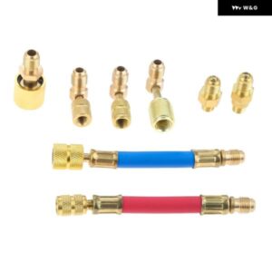 8ピース カー A/C リペア エアコン 冷凍コネクタ変換アダプタホース R134A R12 3 種類真鍮 合金 アダプタ