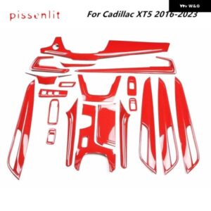 ギア シフト ボックス パネル トリム カーボンレッド スタイル ステッカー キャデラック XT5 2016-2023 LHD アクセサリーセンター コンソール カバー