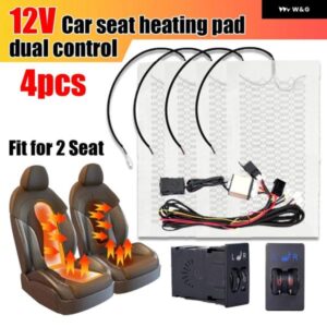 4個 12V オートシート加熱 パッド カーボン加熱 パッド 5レベル スクエアスイッチヒーター RV ボートウォーマー 52.5CM X 28CM