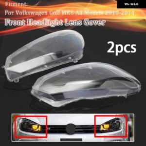 2個 フォーク スワーゲン ゴルフ MK6 GTI R6 2010 2012 2013 2014 フロント ヘッドライト レンズ カバー プラスチック ランプシェルカバー アクセサリー