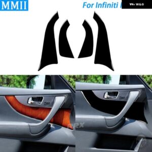 インフィニティ FX 2009-2013 QX70 14+ ピアノブラック ドアアーム インナーレスト パネル トリム カバー 車室内 装飾 アクセサリー ステッカー