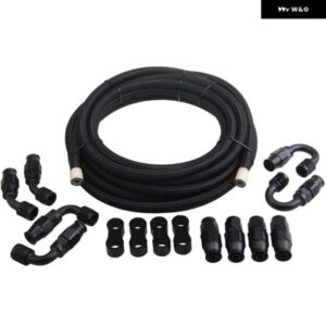 6メートル/20フィート PTFEナイロン AN6/AN8/AN10 燃料ホース適応 AN6/AN8/AN10 継手キット ブラック