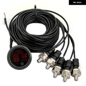 超薄型エアサスペンション圧力計 PSI 2インチ 52MM エアプレスブースト エアライドメーター LED 5 ディスプレイ 1/8NPTセンサー付き