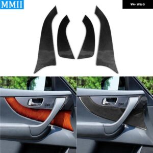 インフィニティ FX 2009-2013 カバー カーボン 4個 ドア アームレスト ハンドル トリム カー スタイリング 室内 装飾 アクセサリー ステッカー