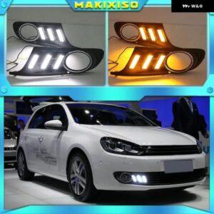 2個 デイタイム ランニングライト フォルクスゲン ゴルフ 6 GOLF6 MK6 09-13 LED インジケータライト DRL バンパー フロント フォグランプ