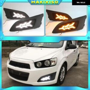シボレー 1セット 車 LED DRL ライト デイタイム ランニングライト 昼光 ウィンカーランプ AVEO ソニック 2011 2012 20