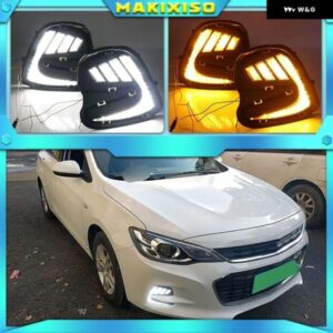 シボレー 2個 LED デイタイム ランニングライト キャバリエ 2016 2017 2018 黄色ウィンカー機能車 DRL 12V LED フォ
