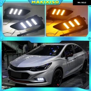 シボレー 2個 LED デイタイム ランニングライト クルーズ 2016 2017 2018 ダイナミックイエローウィンカーリレー 防水 車 12