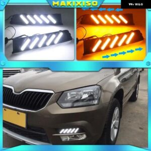 2個 シュコダイエティ 2014-2017 LED デイタイム ランニング ウインカーライト DRL フォグランプ ブレーキライト ランプ