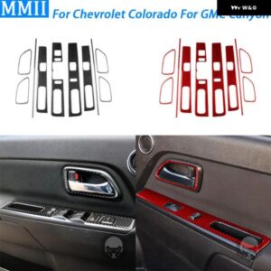 シボレー コロラド GMC キャニオン 2004-2012 カーボン ウィンドウリフト スイッチ アクセサリー ドア ハンドル トリム セット カ