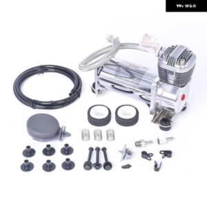 スーパーサイレント 69DB SQ420 DC 12V 300PSI アウトレット 1/4 CARTEEAIR エアサスペンションコンプレッサー/ ポンプ シルバー/ブラック