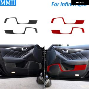 インフィニティ Q50 2014-2020 カーボンフロントドア スピーカー フレーム パネル カバー トリム 内装アクセサリー ステッカー