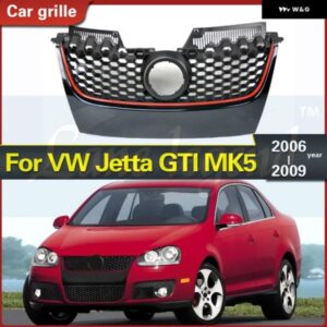 自動フロントセンターメッシュ バンパー グリル カーボンブラック レーシング グリル VW ジェッタ MK5 GTI 2005-09 レーシング グリル