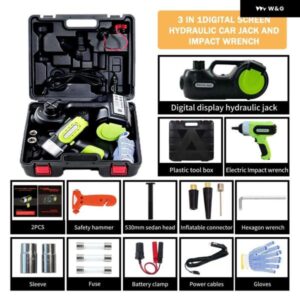 DC 12V 5TON 車電動タイヤリフティングカージャッキスカイエア INFATABLE フロアジャッキインパクトレンチとタイヤゲージエア ポンプ