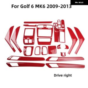 インテリア トリム 5D VW ゴルフ 6 MK6 2009-2013 RHD カーアクセサリー カーボンセンター コンソール パネル ドアレスト ステッカー ABS