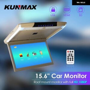 15.6インチMP5車ルーフモニターTVフリップダウン1080PビデオHDスクリーンビデオプレーヤーIPSスクリーンUSB SD HDMI FMビデオ オーディオ 出力入力
