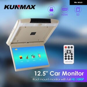 12.5インチ MP5 車ルーフモニター TV フリップダウン 1080P ビデオプレーヤー HD IPS スクリーン USB SD HDMI FM オーディオ 出力ビデオ オーディオ 入力