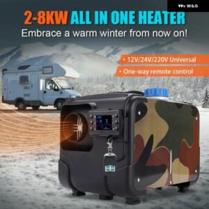 2-8KW ディーゼルエアヒーター 12V 24V 220V スリーインワンカーヒーター サイレンサー 付き リモコン 車 トラック ボート RV パーキング ヒーター