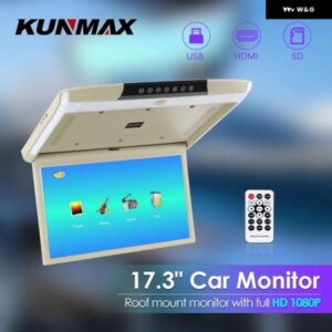 17.3インチ MP5 車ルーフモニター TV フリップダウン 1080P ビデオプレーヤー HD IPS ブルースクリーン周囲光 USB SD HDMI FM 2 ビデオ出力