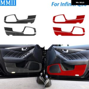 インフィニティ Q50 2014-2020 カーボンフロントドア スピーカー パネル カバー 装飾 内装 装飾 アクセサリー ステッカー